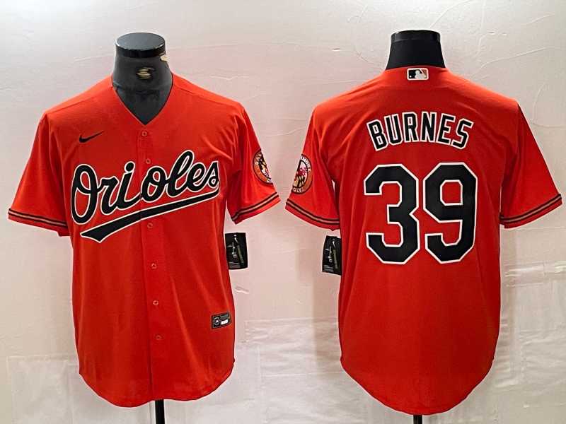 Mens Baltimore Orioles #39 Corbin Burnes Orange Cool Base Stitched Jersey